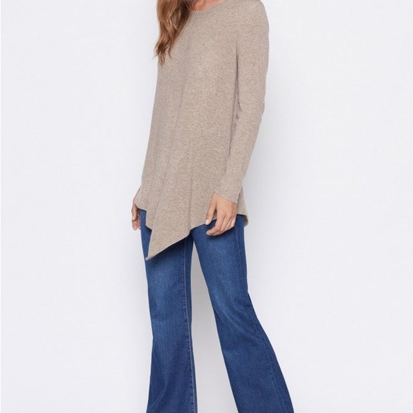 Joie Wool Cashmere Tambrel Sweater Womens Large Brown Long Sleeve Asymmetrical - Picture 2 of 5